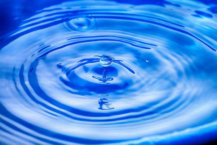 Close up of a water drop creating ripples