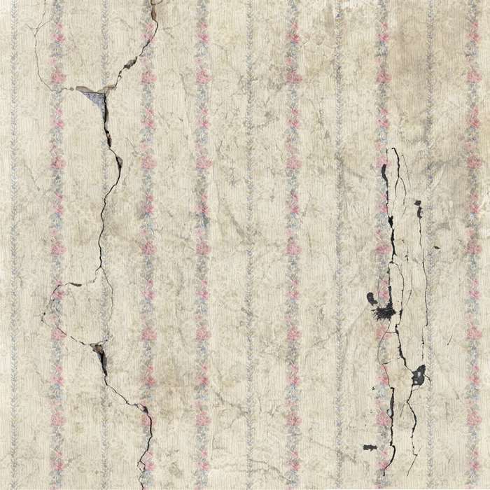 Cracked vintage floral striped wallpaper texture