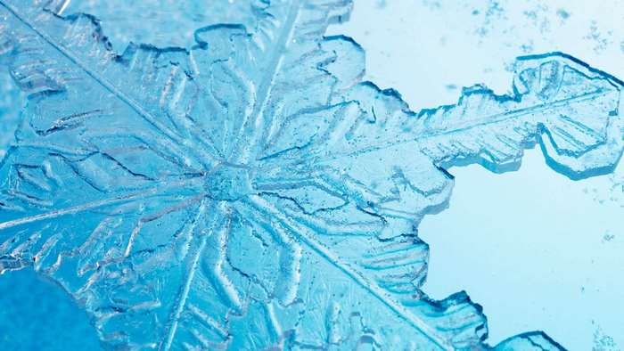 Close up of a snowflake macro pattern