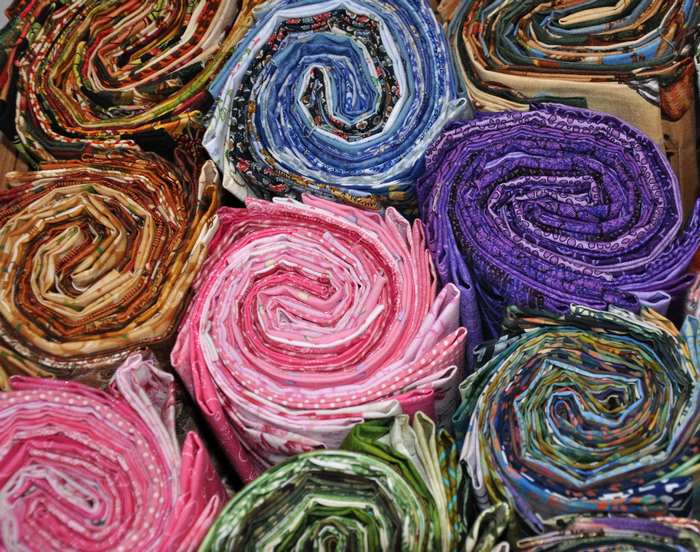 Colorful fabric rolls for quilting and sewing