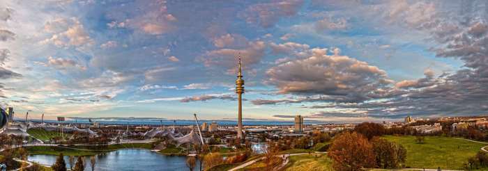 Panoramic view of Munich with Olympic Park and TV Tower