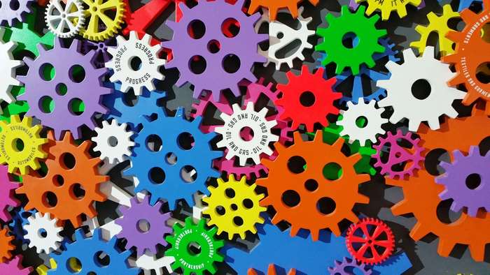 Colorful gears and cogs art