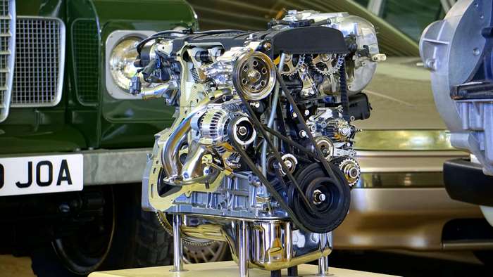 Shiny Chrome Car Engine Close-up 4K