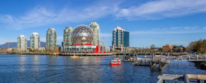 Vancouver cityscape with Science World and False Creek