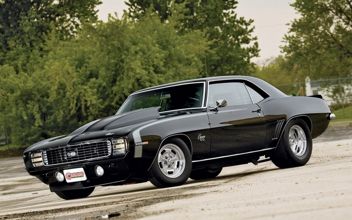 Black 1969 Chevrolet Camaro SS muscle car
