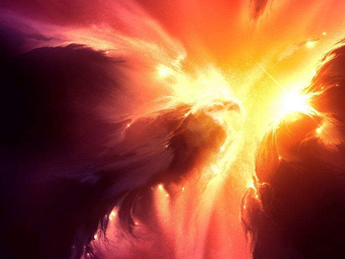 Explosion of light and fire