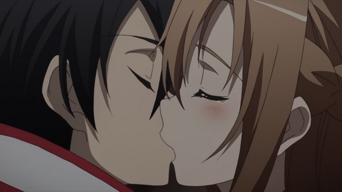 Kirito and Asuna kissing from Sword Art Online