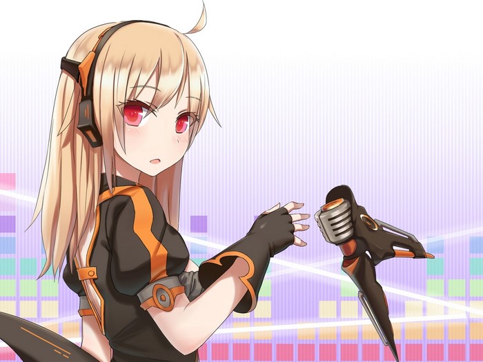 Girl with headphones and microphone