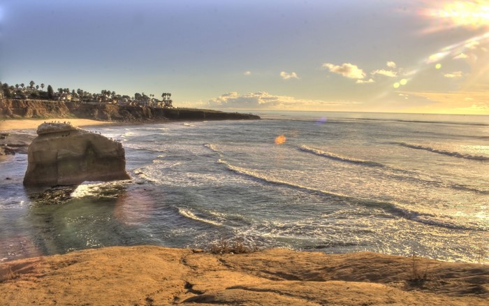 Sunset over the ocean in San Diego, California