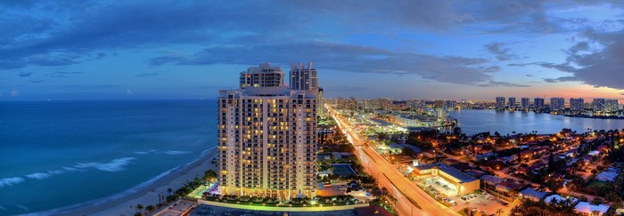Panorama of Sunny Isles Beach, Florida at Dusk