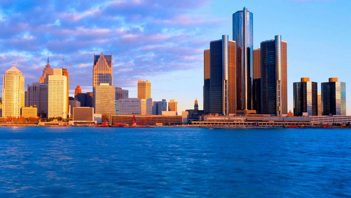 Detroit Skyline over Water