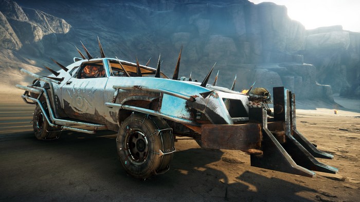 Mad Max car with spikes in the desert