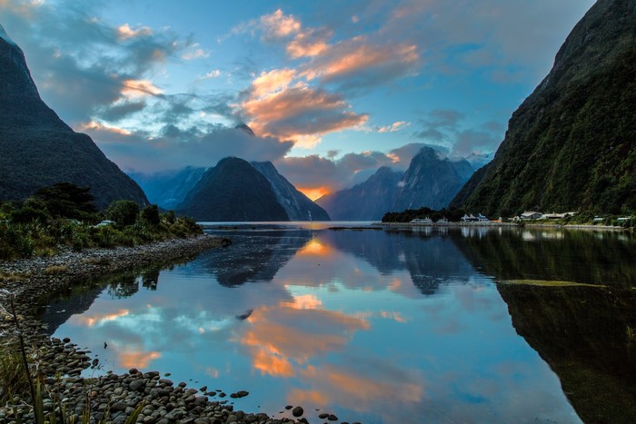Milford Sound, New Zealand at Sunset