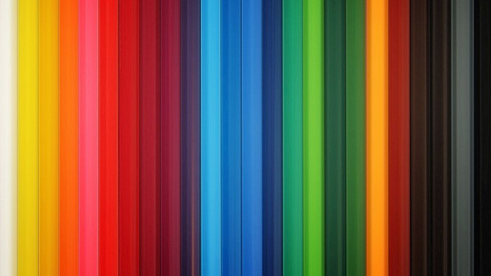Colorful vertical stripes of colored pencils