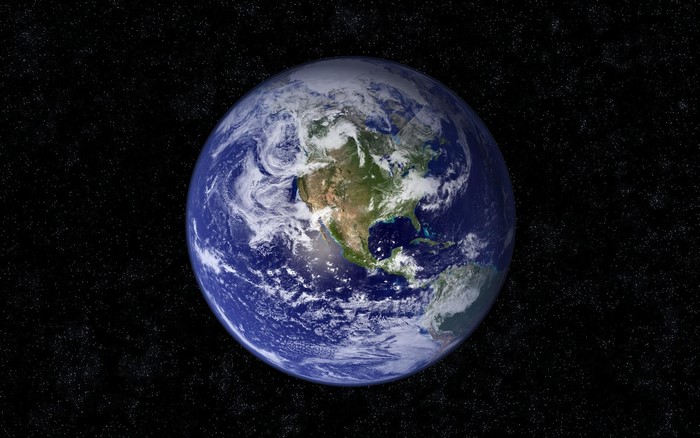 Earth from space with stars
