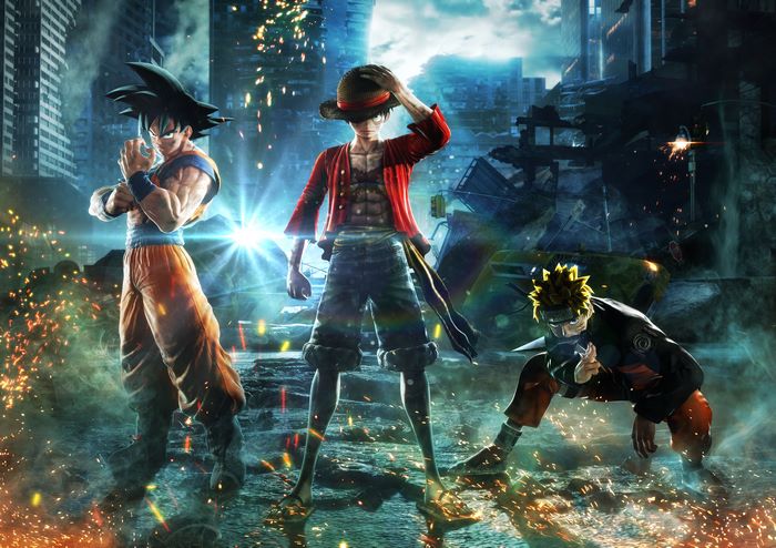 Epic 4K Battle Scene with Goku, Naruto, and Luffy