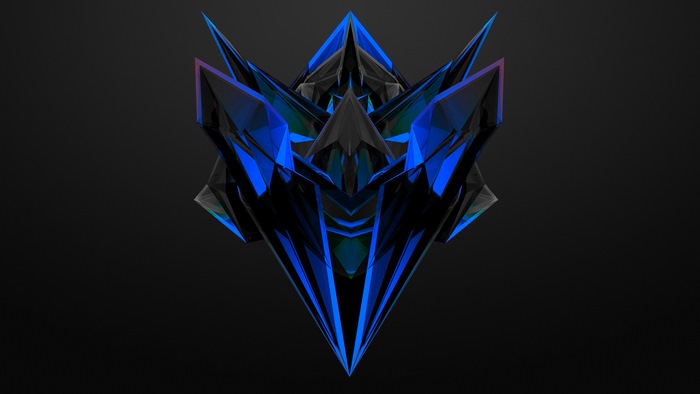 Futuristic Blue and Black Geometric Crystal Structure