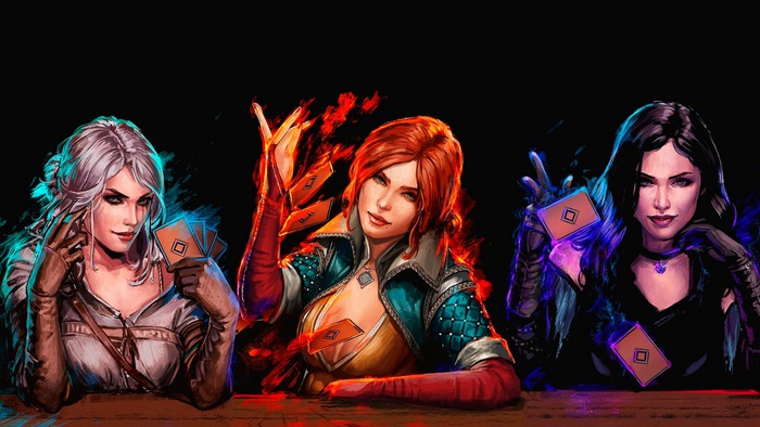 The Witcher 3 Ciri, Triss, and Yennefer playing cards