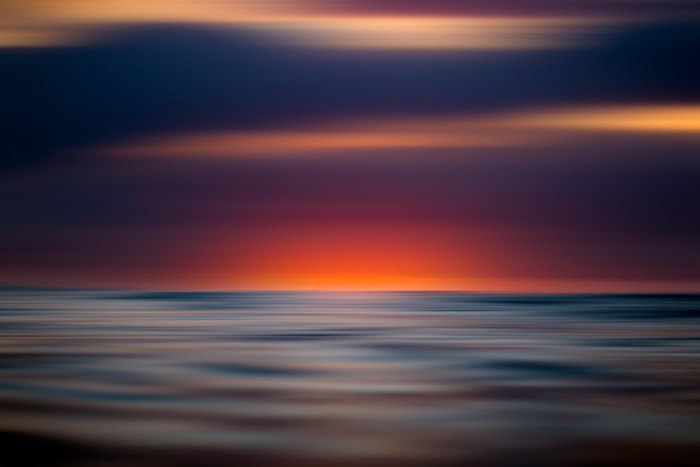 Blurry sunset over the ocean