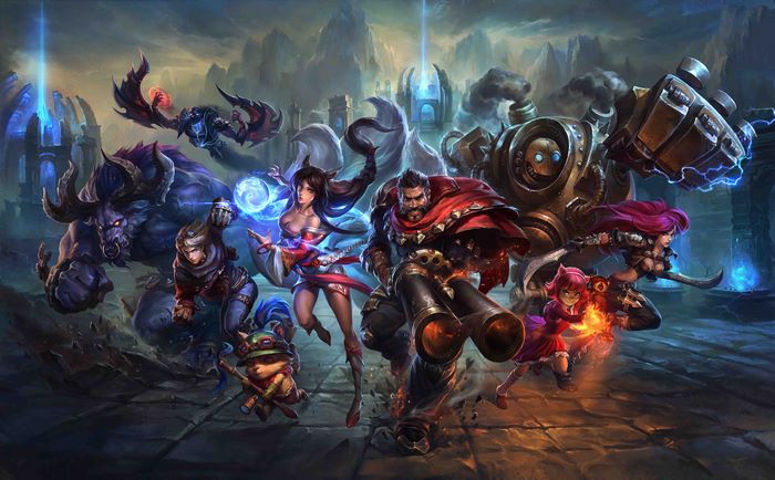 League of Legends characters in a battle scene