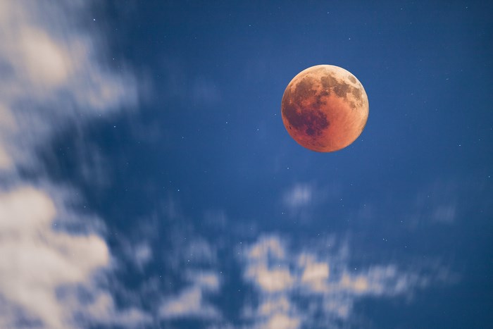 Blood Moon Lunar Eclipse in the Night Sky