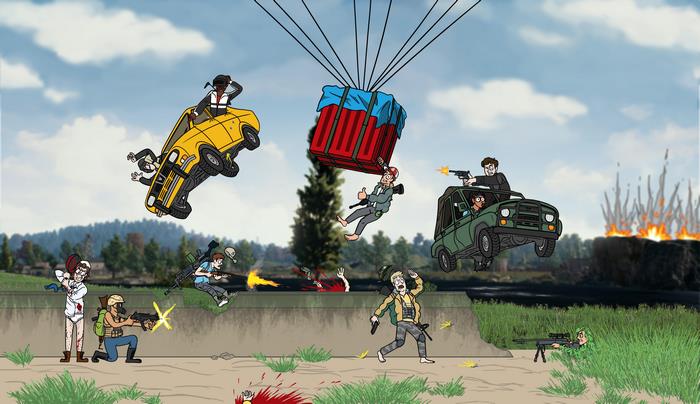 PlayerUnknown's Battlegrounds characters in a chaotic battle