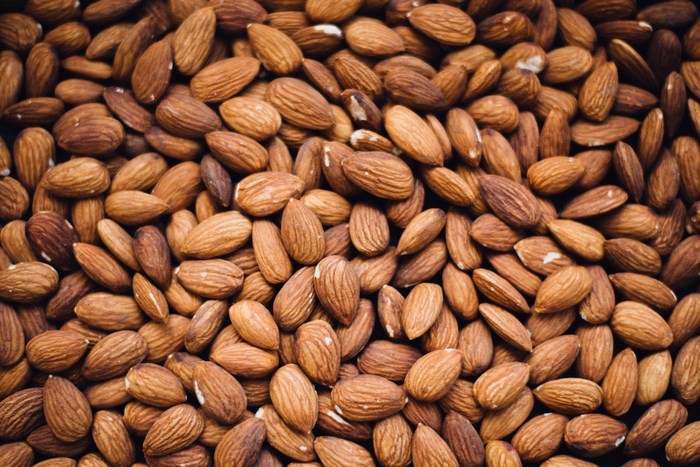 A pile of healthy almonds