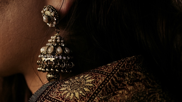 Close-up of an ornate Indian earring