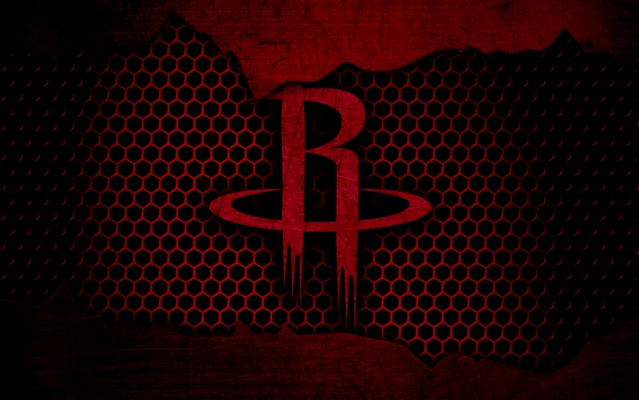 Houston Rockets Logo on Red Hexagonal Background