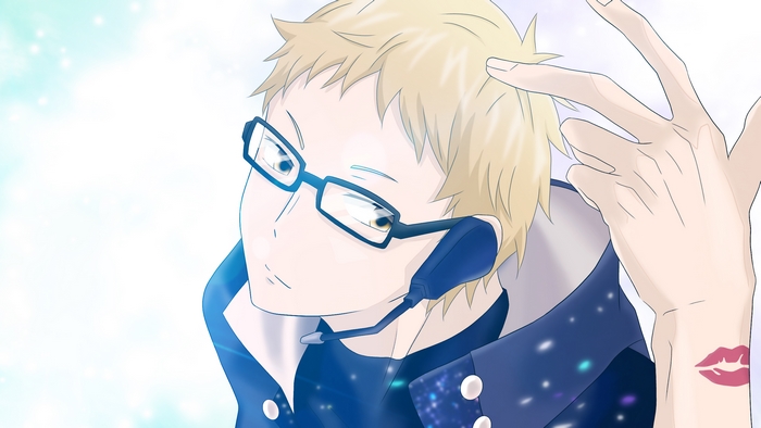 Kei Tsukishima with glasses and headset