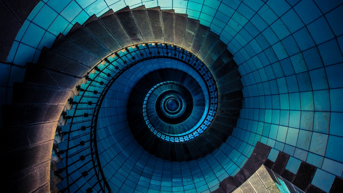 Spiral staircase viewed from above