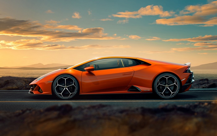 Orange Lamborghini Huracan Supercar at Sunset