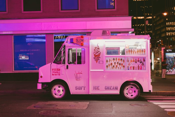 NY Ice Cream truck with soft serve ice cream