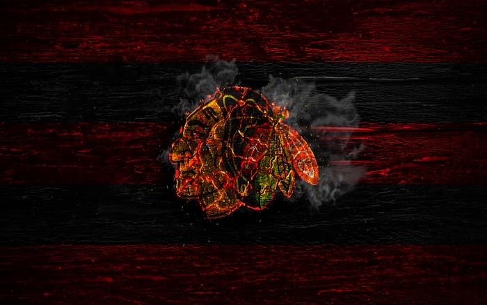 Chicago Blackhawks Logo on Red and Black Stripes