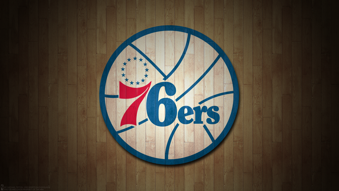 Philadelphia 76ers Logo on Wood Background