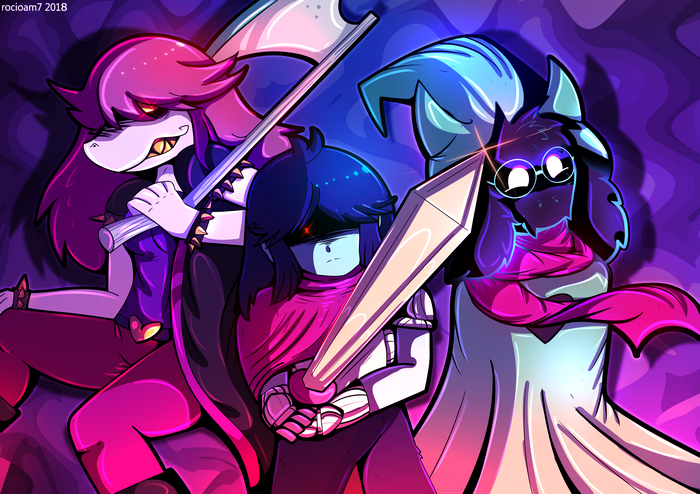 Susie, Kris, and Ralsei from Deltarune