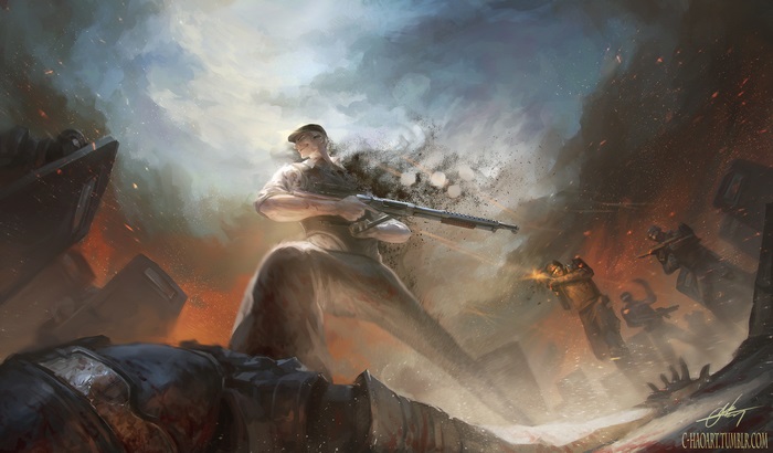 Satō from Ajin in a chaotic battle