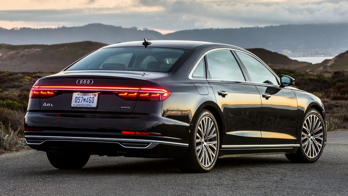 Black Audi A8 L Sedan on a Road