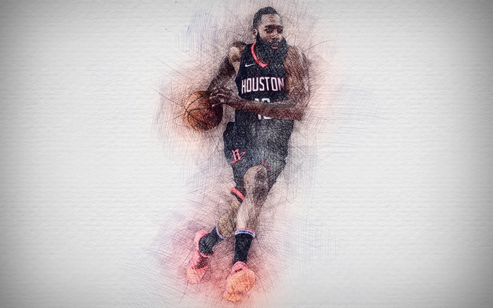 James Harden of the Houston Rockets dribbling a basketball