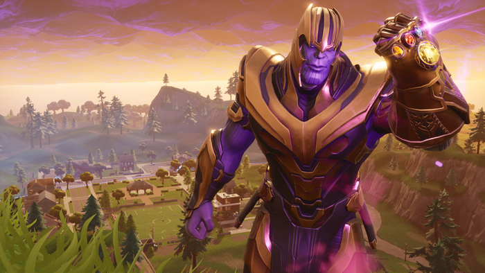 Thanos from Fortnite with Infinity Gauntlet