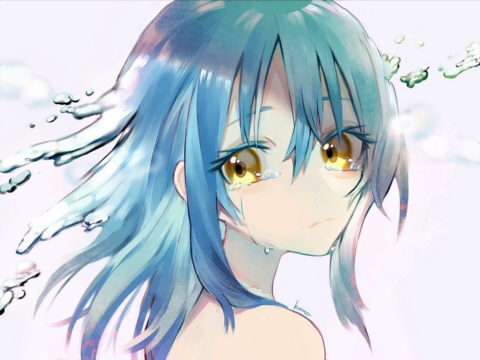 Rimuru Tempest crying with water