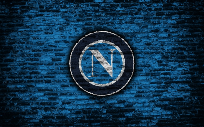 S.S.C. Napoli Logo on Blue Brick Wall