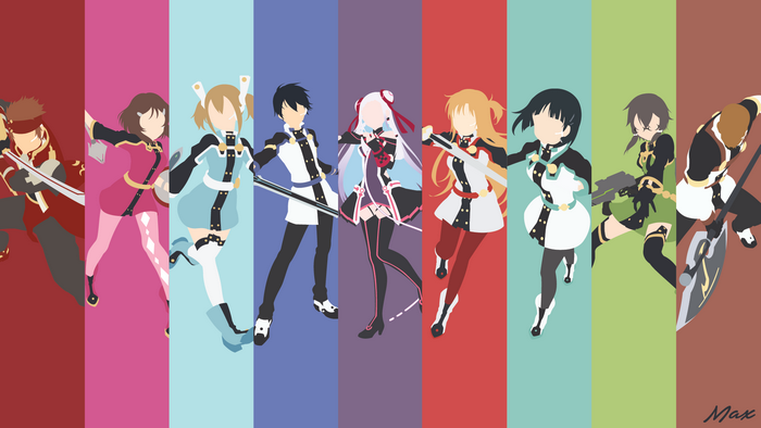 Sword Art Online characters in minimalist style