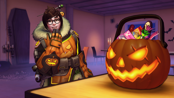 Mei from Overwatch in Halloween costume
