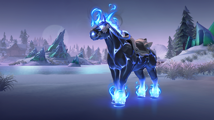 Glowing Blue Fiery Horse Paladins Mystic Winter