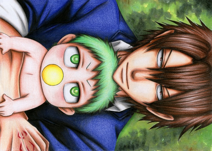 Baby Beel and Tatsumi Oga from Beelzebub