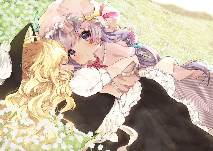 Patchouli Knowledge and Marisa Kirisame from Touhou
