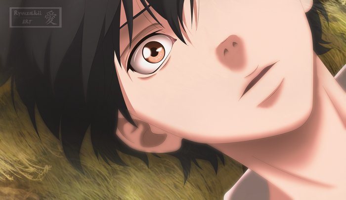 Close-up of Kou Mabuchi Lying on Grass