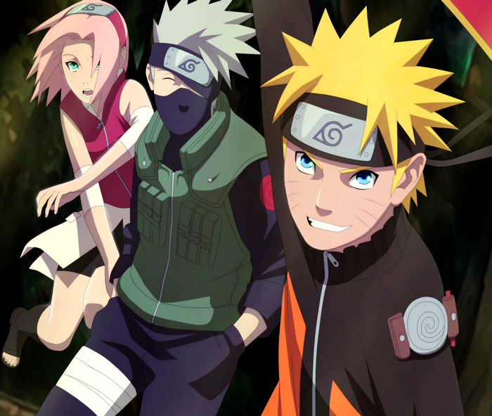 Naruto, Sakura, and Kakashi from Naruto