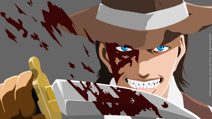 Kenny Ackerman from Attack on Titan with bloody knife